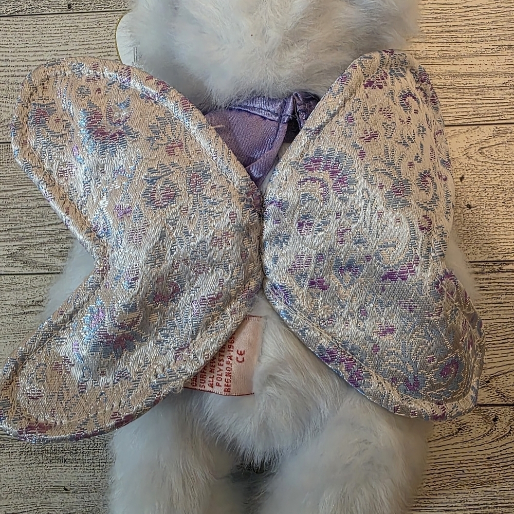 Ty Demetria Plush Bear with Purple Collar and Iridescent Wings - Picture 4 of 4